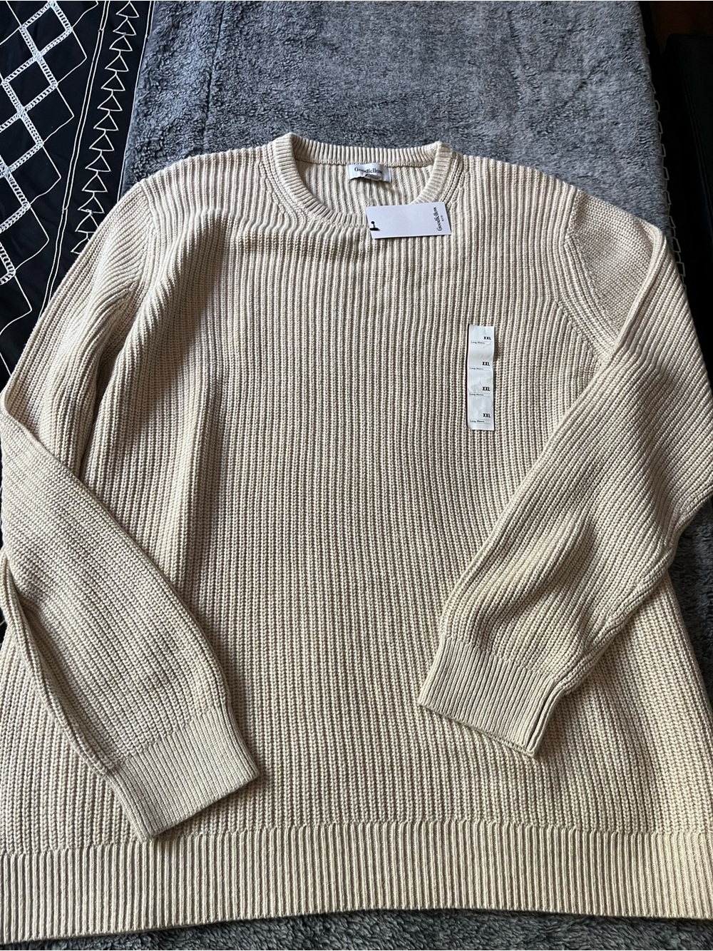 Goodfellow & Co Cream Ribbed Crewneck Sweater